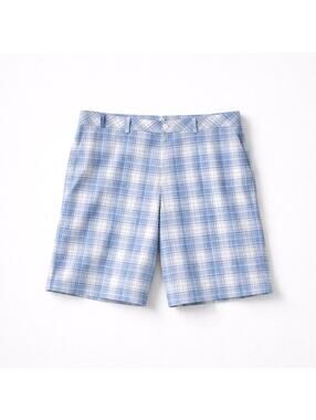 Ashworth Men's Golf Shorts Blue Plaid 100% Polyester Size 38 Athletic